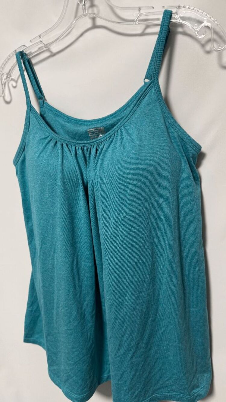 32 Degrees Cool padded bra flowy tank top teal size medium NWOT